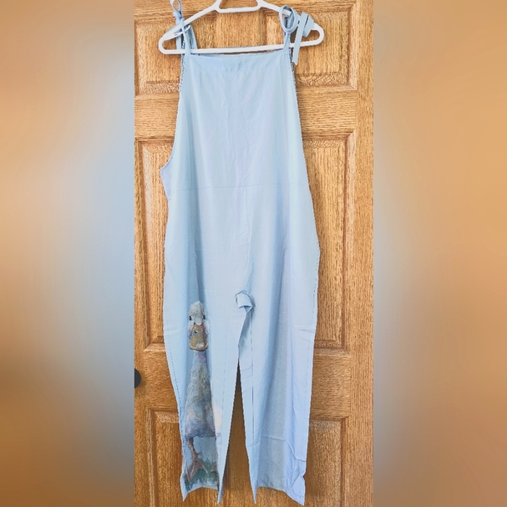Duck Overalls Jumpsuit with tie straps Sz L